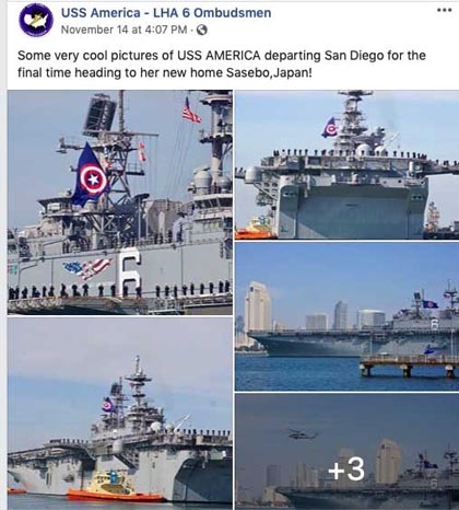 USS America switches homeports from San Diego to Sasebo, Japan