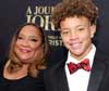 Dana Canedy and son, Jordan King, attend the world premiere of A Journal For Jordan in New York City, Dec. 9, 2021.